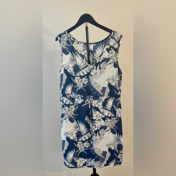 Palmwave Hawaii Women’s Sleeveless Blue & White Floral Aloha Dress Size M (NWT) - Picture 4 of 11
